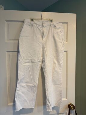 PAIGE White Ankle-Cropped Straight Jeans